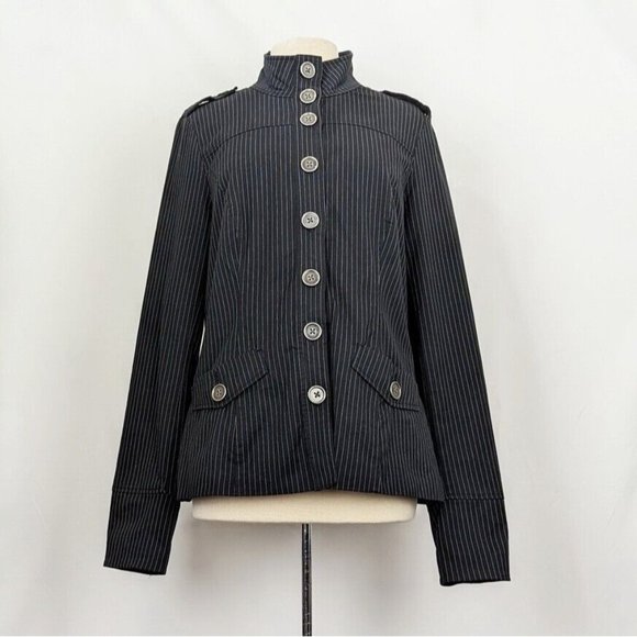 long tall sally Jackets & Blazers - Long Tall Sally Jacket Black White Pinstripe Cotton Blend Misses 12